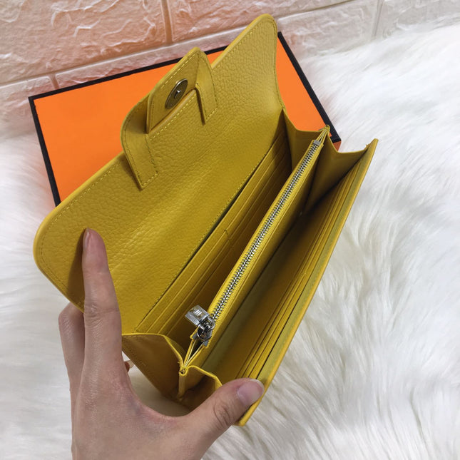 HM SNAP LOCK WALLET 19.5 LEMON GRAINED CALFSKIN