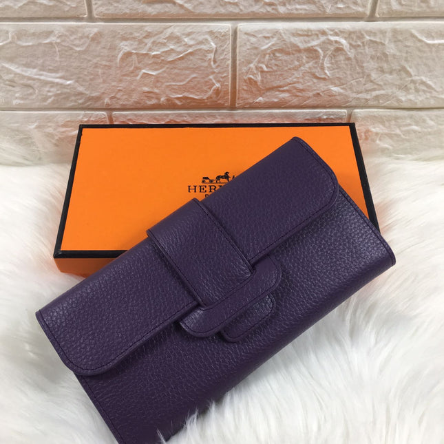 HM SNAP LOCK WALLET 19.5 EGGPLANT GRAINED CALFSKIN