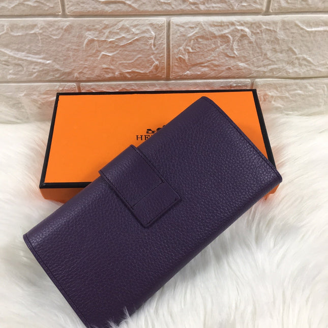 HM SNAP LOCK WALLET 19.5 EGGPLANT GRAINED CALFSKIN