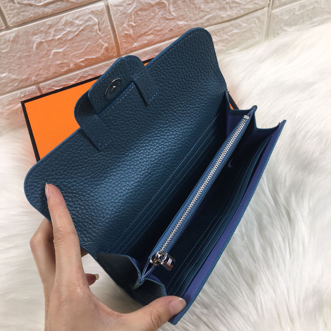 HM SNAP LOCK WALLET 19.5 AEGEAN GRAINED CALFSKIN
