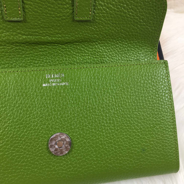 HM SNAP LOCK WALLET 19.5 GREEN GRAINED CALFSKIN