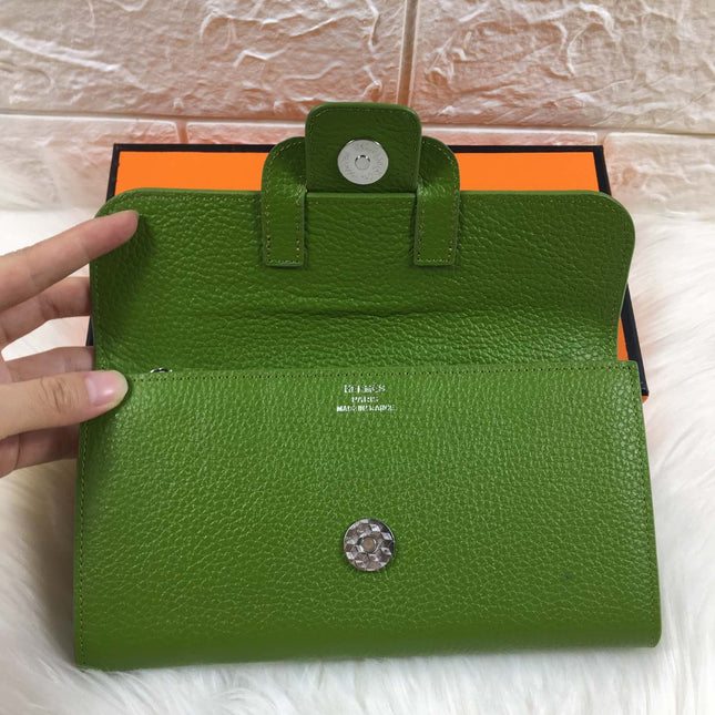 HM SNAP LOCK WALLET 19.5 GREEN GRAINED CALFSKIN