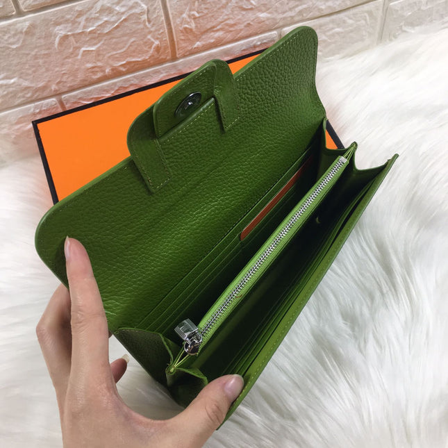 HM SNAP LOCK WALLET 19.5 GREEN GRAINED CALFSKIN