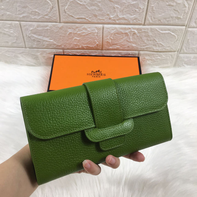 HM SNAP LOCK WALLET 19.5 GREEN GRAINED CALFSKIN