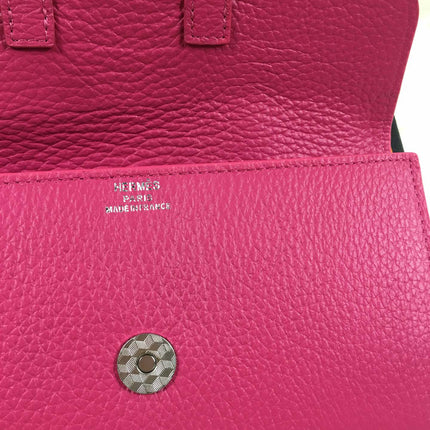 HM SNAP LOCK WALLET 19.5 DEEP PINK GRAINED CALFSKIN