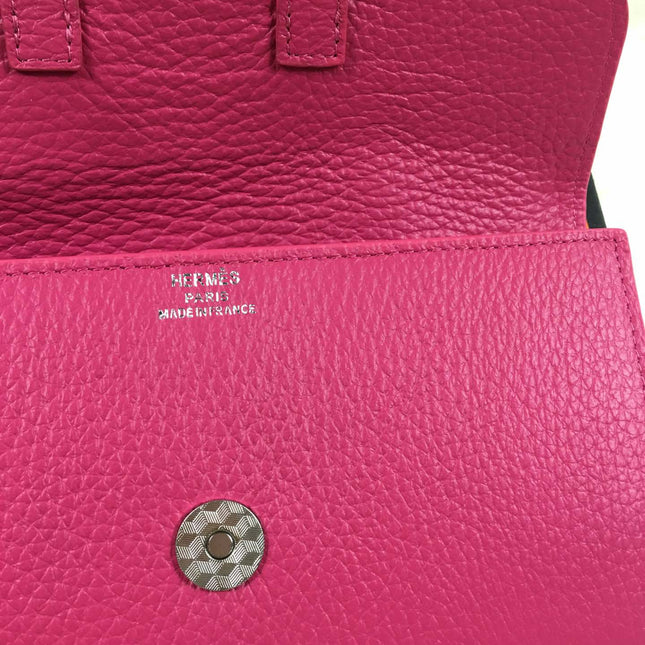 HM SNAP LOCK WALLET 19.5 DEEP PINK GRAINED CALFSKIN