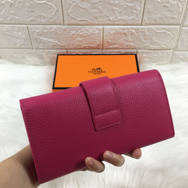 HM SNAP LOCK WALLET 19.5 DEEP PINK GRAINED CALFSKIN