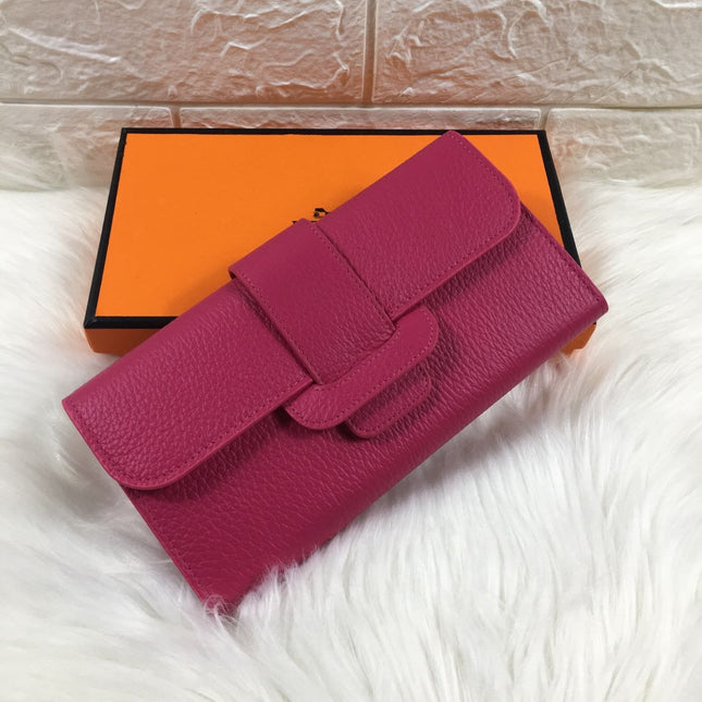 HM SNAP LOCK WALLET 19.5 DEEP PINK GRAINED CALFSKIN