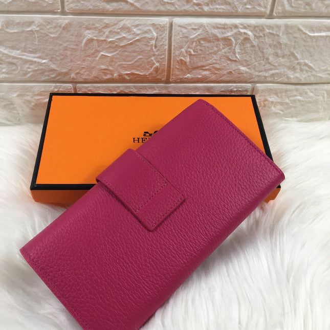 HM SNAP LOCK WALLET 19.5 DEEP PINK GRAINED CALFSKIN