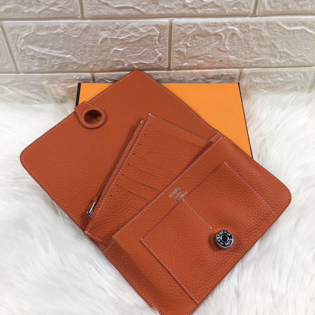 HM DOGON WALLET 20 ORANGE GRAINED CALFSKIN