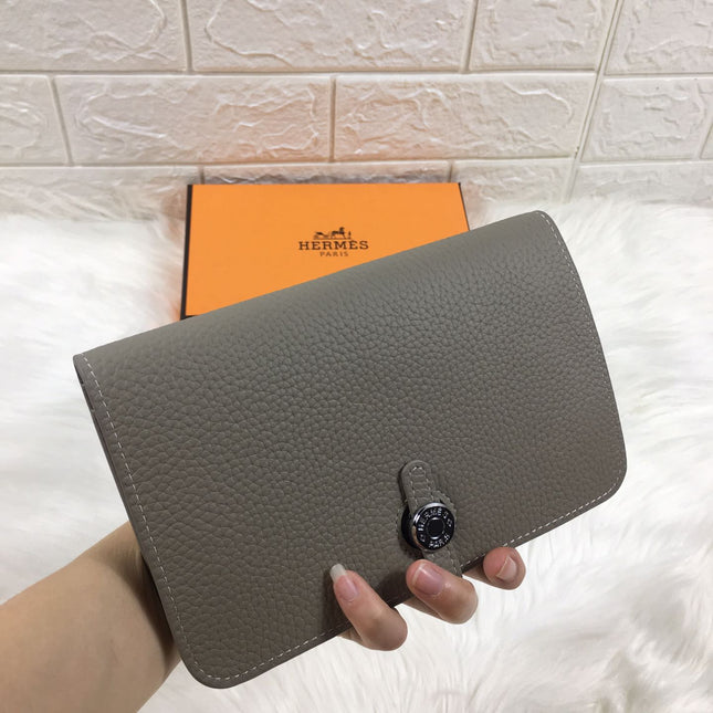HM DOGON WALLET 20 GRAY GRAINED CALFSKIN