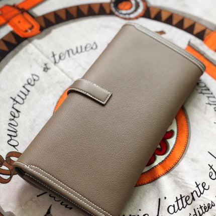 JIGE ELAN 29 CLUTCH IN MEDIUM BROWN CALFSKIN