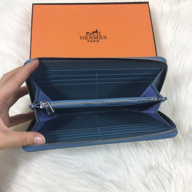 HM SILK'IN CLASSIC WALLET 20 CERULEAN GRAINED CALFSKIN