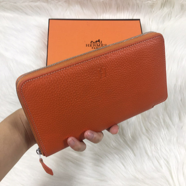 HM SILK'IN CLASSIC WALLET 20 ORANGE GRAINED CALFSKIN