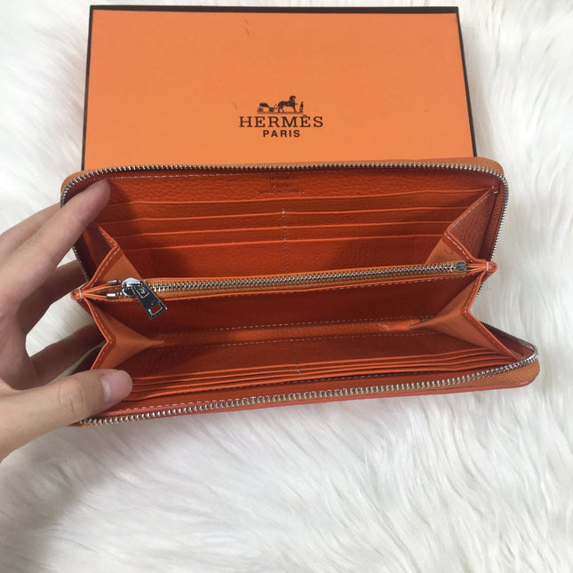 HM SILK'IN CLASSIC WALLET 20 ORANGE GRAINED CALFSKIN