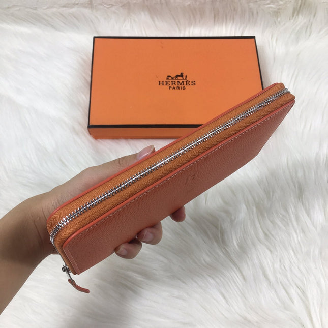 HM SILK'IN CLASSIC WALLET 20 ORANGE GRAINED CALFSKIN