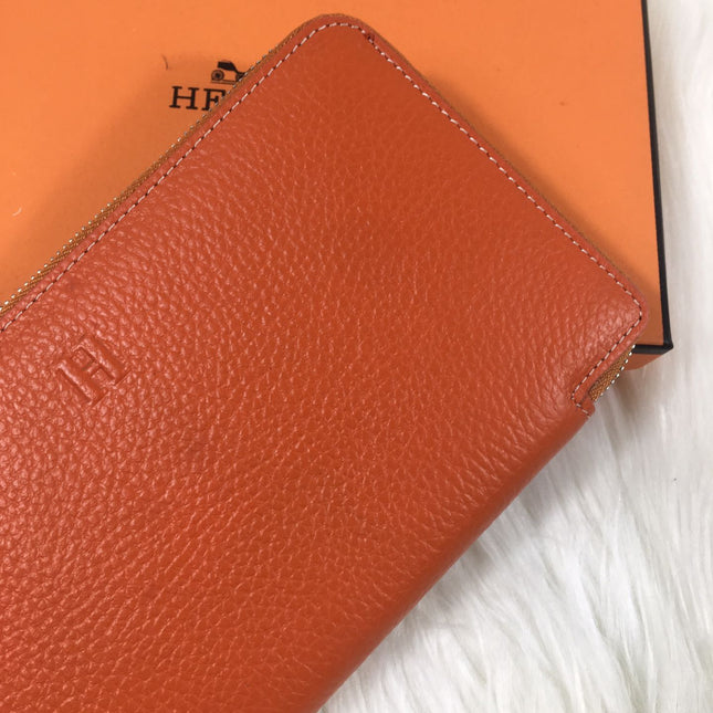 HM SILK'IN CLASSIC WALLET 20 ORANGE GRAINED CALFSKIN