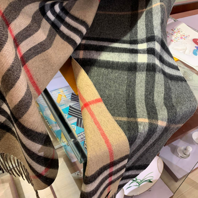 LONG SCARF 250 CM IN BLACK AND BEIGE CASHMERE 410474