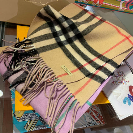 LONG SCARF 250 CM IN LIGHT PINK AND BEIGE CASHMERE 410471