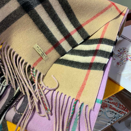 LONG SCARF 250 CM IN LIGHT PINK AND BEIGE CASHMERE 410471
