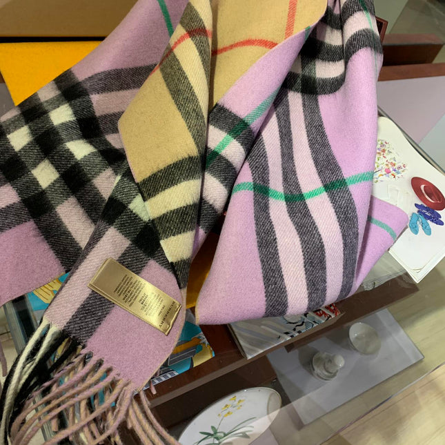 LONG SCARF 250 CM IN LIGHT PINK AND BEIGE CASHMERE 410471