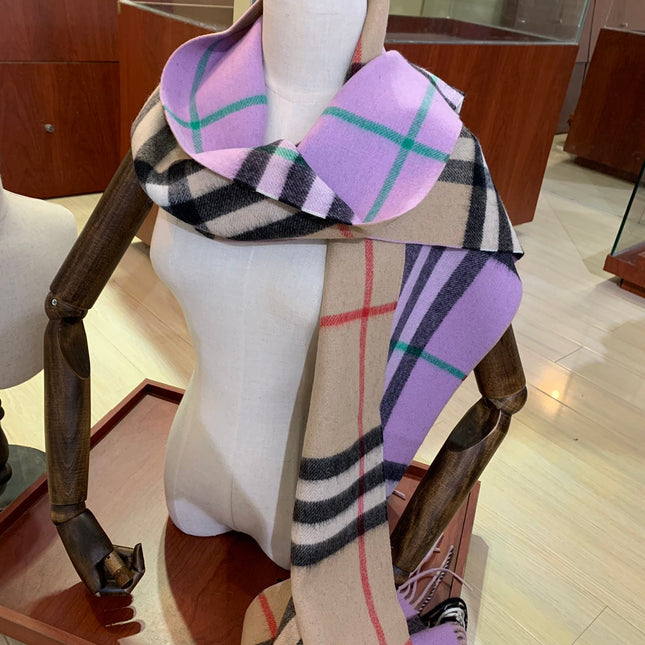 LONG SCARF 250 CM IN LIGHT PINK AND BEIGE CASHMERE 410471