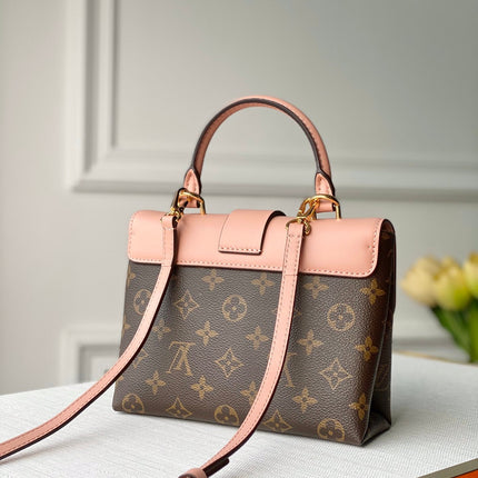 LOCKY BB 21 IN BROWN MONOGRAM CANVAS AND PEACH CALFSKIN GOLD BUCKLE