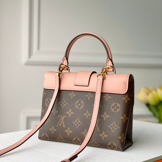 LOCKY BB 21 IN BROWN MONOGRAM CANVAS AND PEACH CALFSKIN GOLD BUCKLE