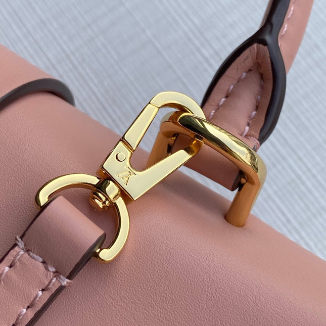 LOCKY BB 21 IN BROWN MONOGRAM CANVAS AND PEACH CALFSKIN GOLD BUCKLE