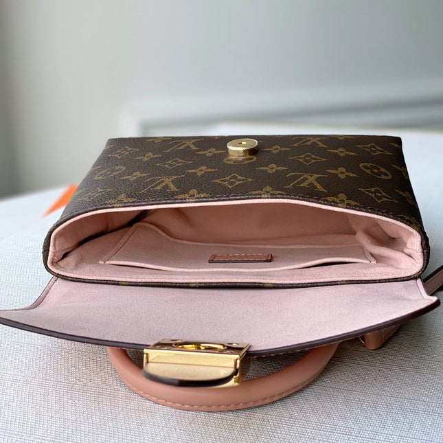 LOCKY BB 21 IN BROWN MONOGRAM CANVAS AND PEACH CALFSKIN GOLD BUCKLE