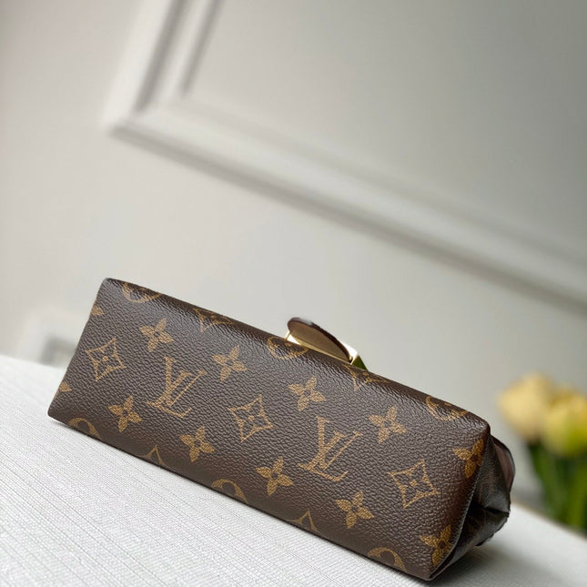 LOCKY BB 21 IN BROWN MONOGRAM CANVAS AND PEACH CALFSKIN GOLD BUCKLE