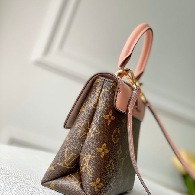LOCKY BB 21 IN BROWN MONOGRAM CANVAS AND PEACH CALFSKIN GOLD BUCKLE