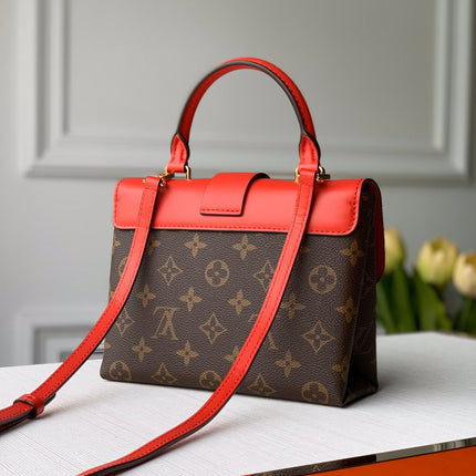LOCKY BB 21 IN BROWN MONOGRAM CANVAS AND RED CALFSKIN GOLD BUCKLE