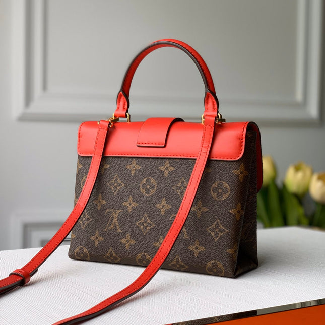 LOCKY BB 21 IN BROWN MONOGRAM CANVAS AND RED CALFSKIN GOLD BUCKLE