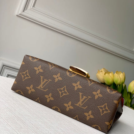 LOCKY BB 21 IN BROWN MONOGRAM CANVAS AND RED CALFSKIN GOLD BUCKLE