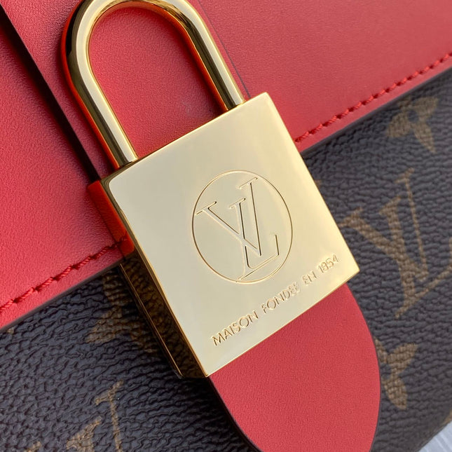 LOCKY BB 21 IN BROWN MONOGRAM CANVAS AND RED CALFSKIN GOLD BUCKLE