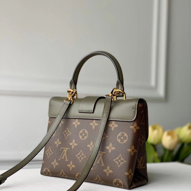 LOCKY BB 21 IN BROWN MONOGRAM CANVAS AND KHAKI GREEN CALFSKIN GOLD BUCKLE