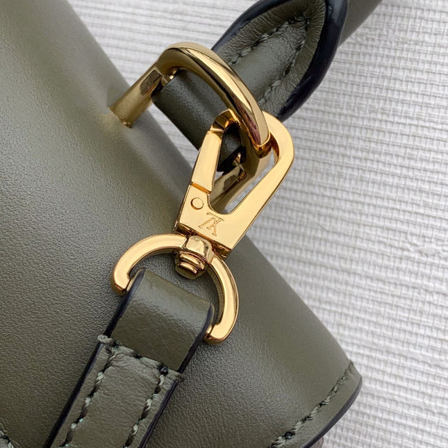LOCKY BB 21 IN BROWN MONOGRAM CANVAS AND KHAKI GREEN CALFSKIN GOLD BUCKLE