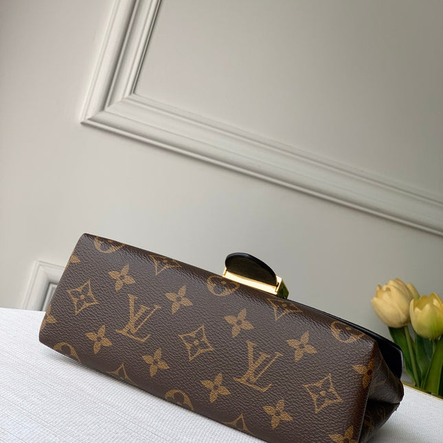 LOCKY BB 21 IN BROWN MONOGRAM CANVAS AND BLACK CALFSKIN GOLD BUCKLE