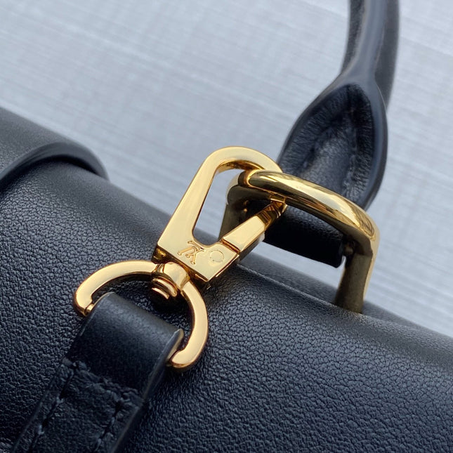 LOCKY BB 21 IN BROWN MONOGRAM CANVAS AND BLACK CALFSKIN GOLD BUCKLE