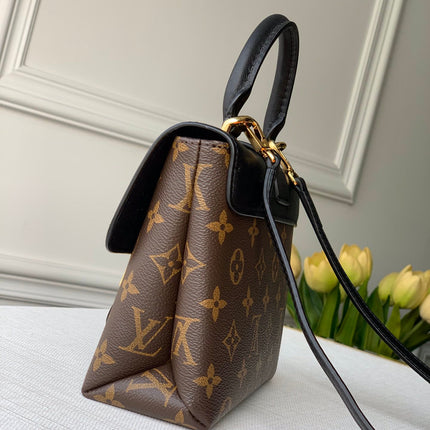 LOCKY BB 21 IN BROWN MONOGRAM CANVAS AND BLACK CALFSKIN GOLD BUCKLE