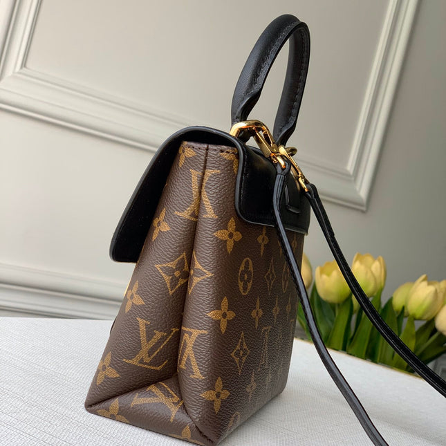 LOCKY BB 21 IN BROWN MONOGRAM CANVAS AND BLACK CALFSKIN GOLD BUCKLE