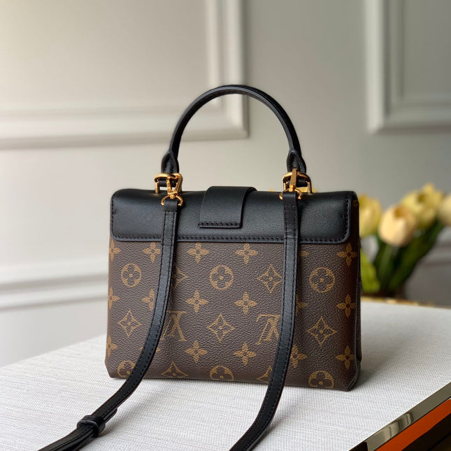 LOCKY BB 21 IN BROWN MONOGRAM CANVAS AND BLACK CALFSKIN GOLD BUCKLE