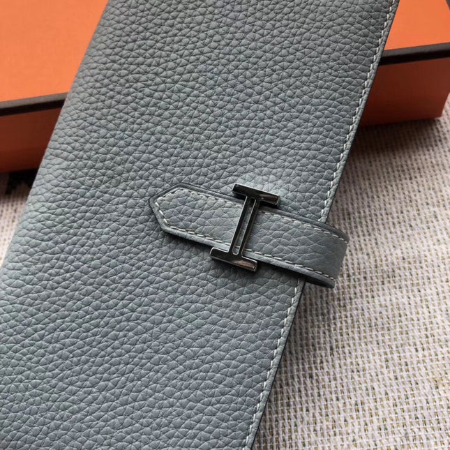 BEARN LONG 17 WALLET IN STONE BLUE EPSOM LEATHER