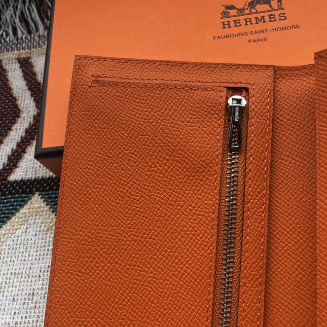 BEARN LONG 17 WALLET IN RUST ORANGE EPSOM LEATHER