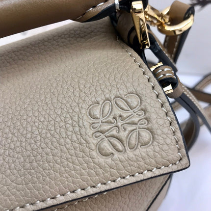 LOE MINI 18 PUZZLE BAG IN DARK KHAKI GREEN CALFSKIN