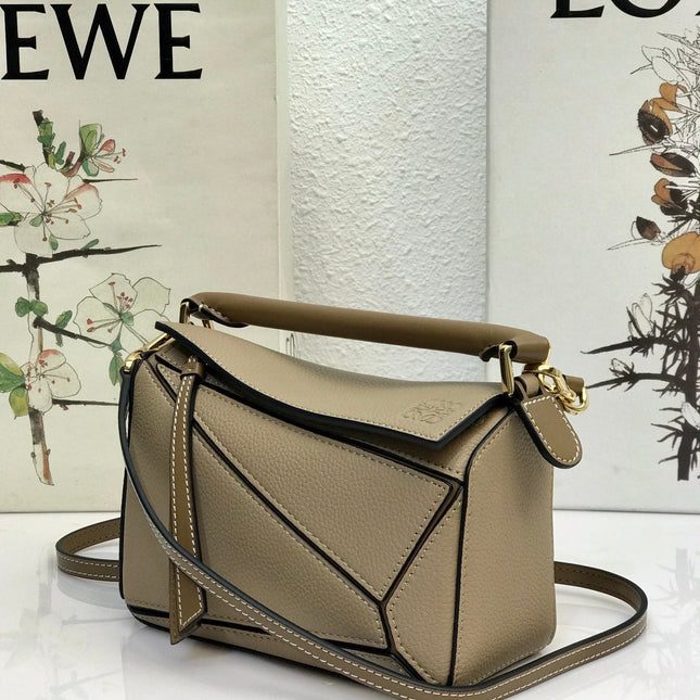 LOE MINI 18 PUZZLE BAG IN DARK KHAKI GREEN CALFSKIN