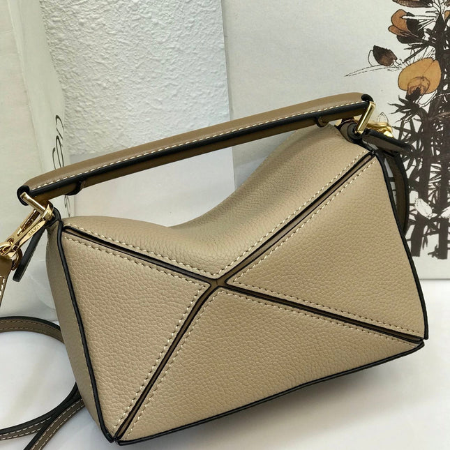 LOE MINI 18 PUZZLE BAG IN DARK KHAKI GREEN CALFSKIN