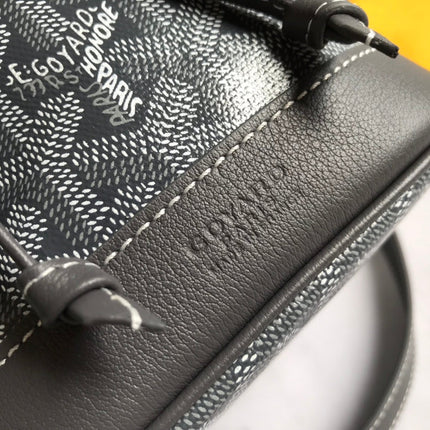 PETIT FLOT BUCKET BAG 22 IN GRAY GOYARDINE CANVAS AND LAMBSKIN TRIM