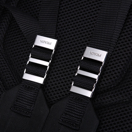 PRA BACKPACK 39 IN BLACK RE-NYLON AND SAFFIANO LEATHER